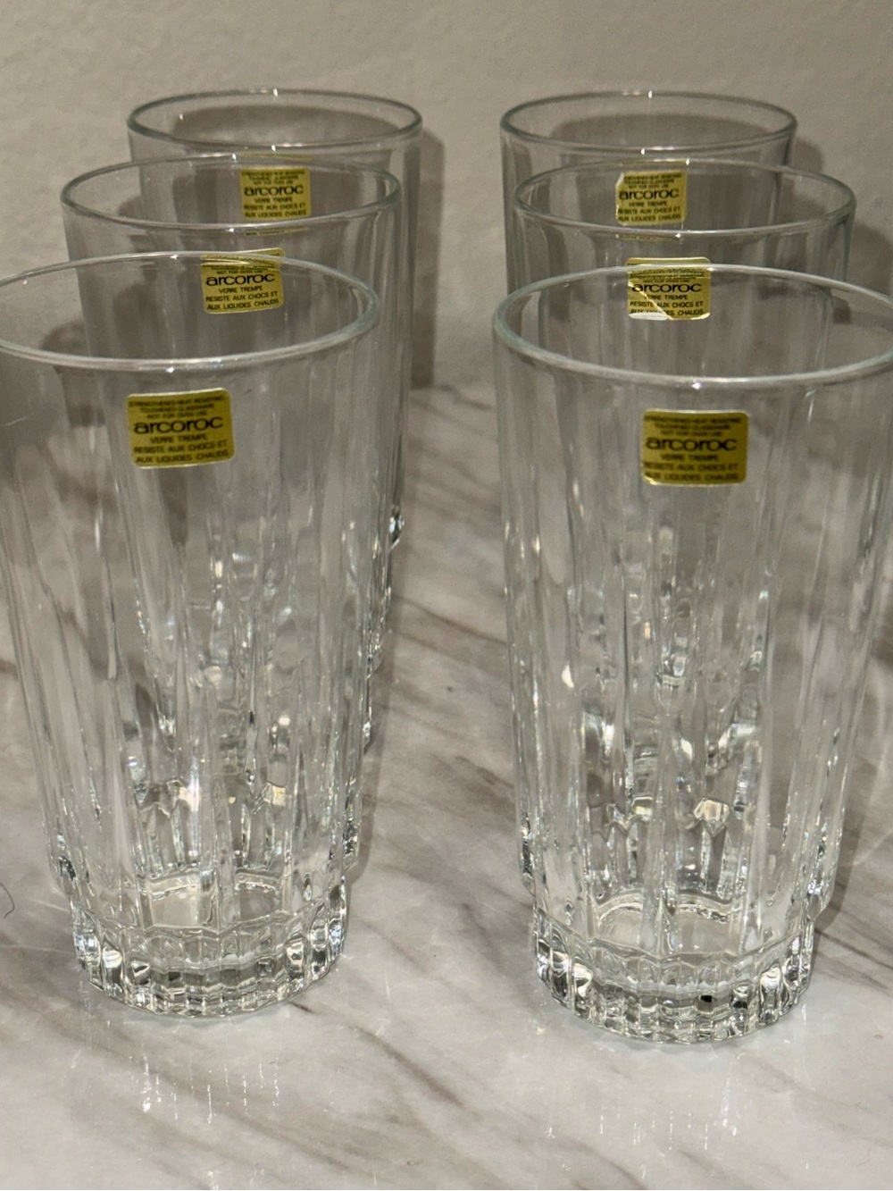 Arcoroc Clear Glass Tumbler Glasses Set of 6 Drinking Tumblers 5” H